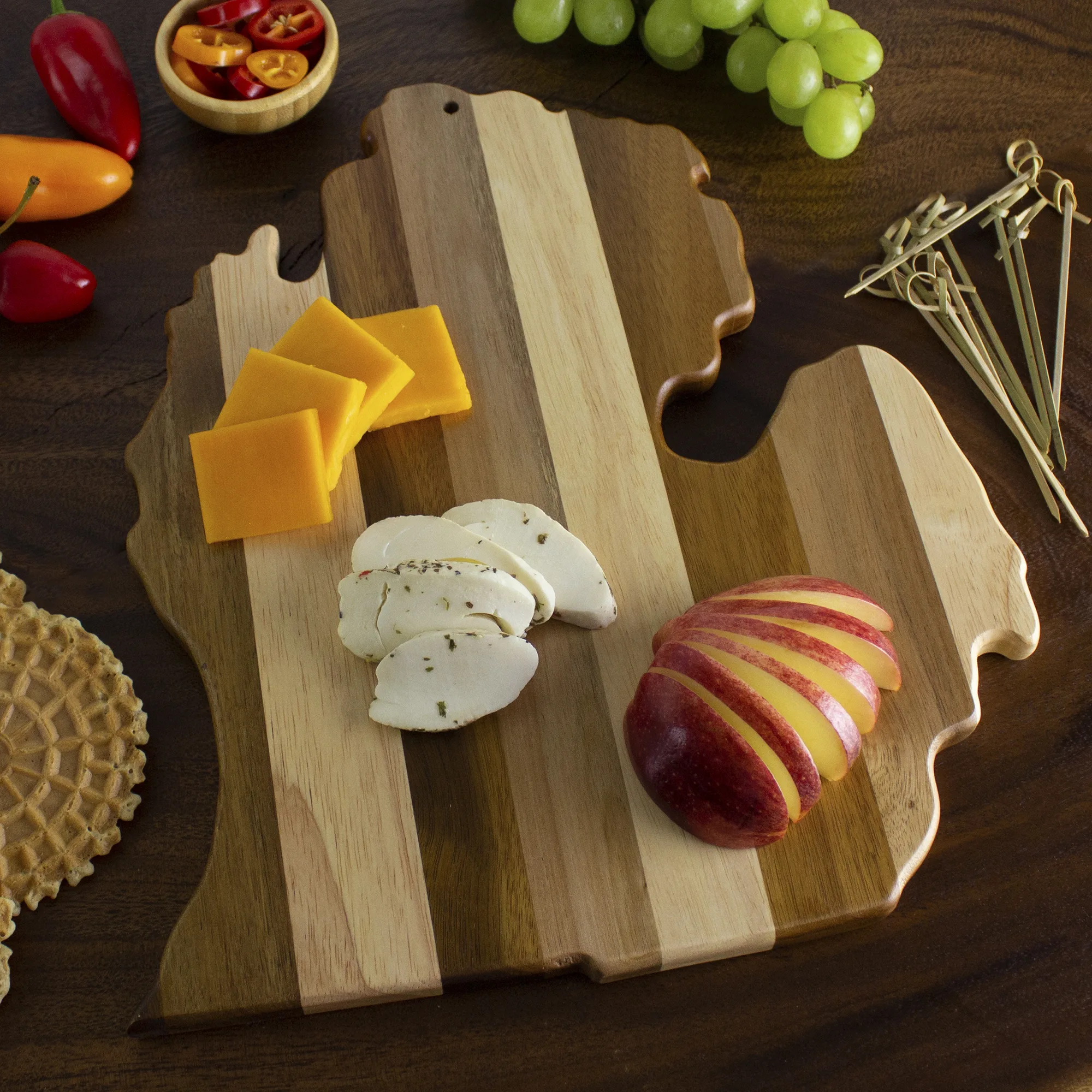 Rock & Branch® Shiplap Series Michigan State Shaped Wood Serving & Cutting Board view 2