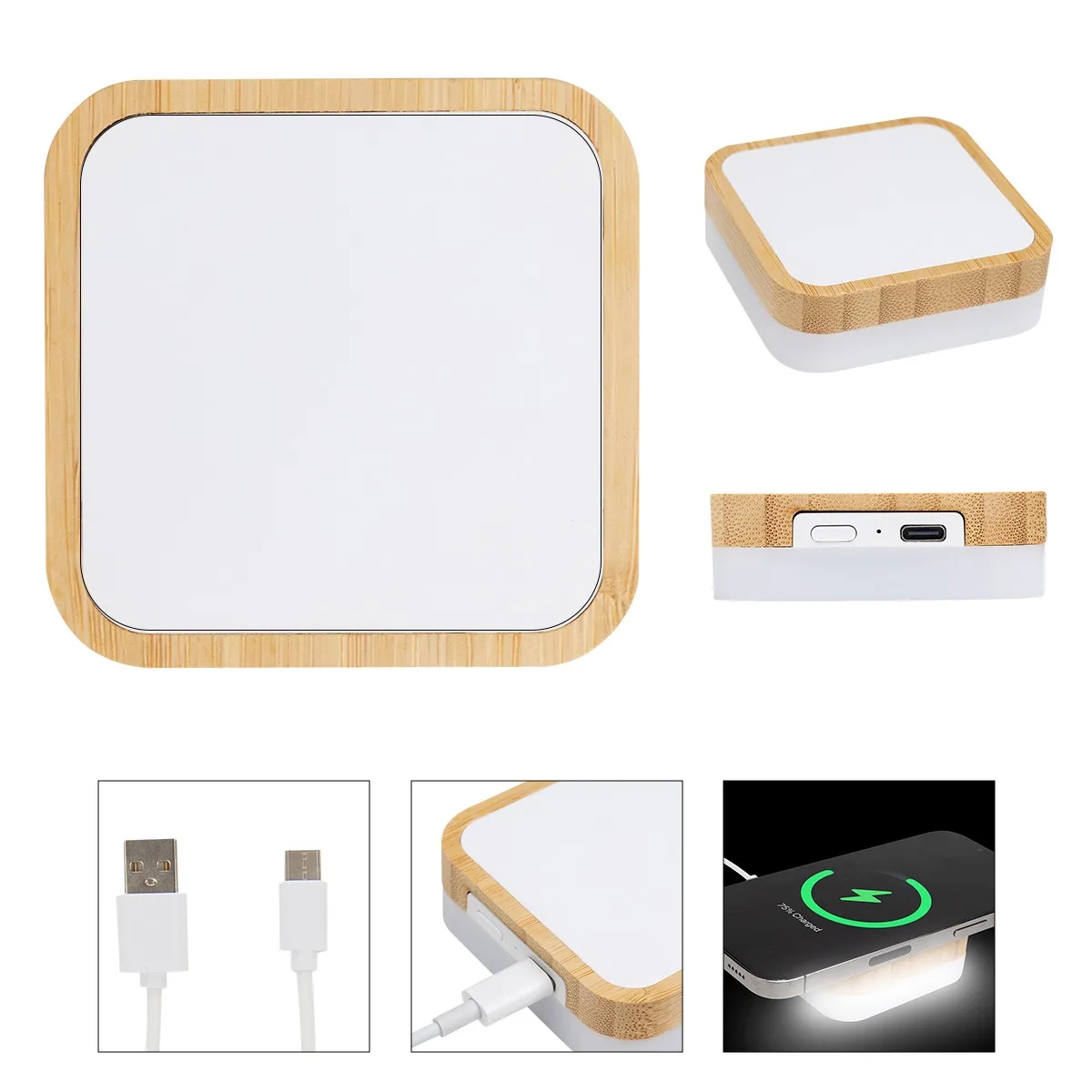 Bamboo Wireless Charger Night Light view 2