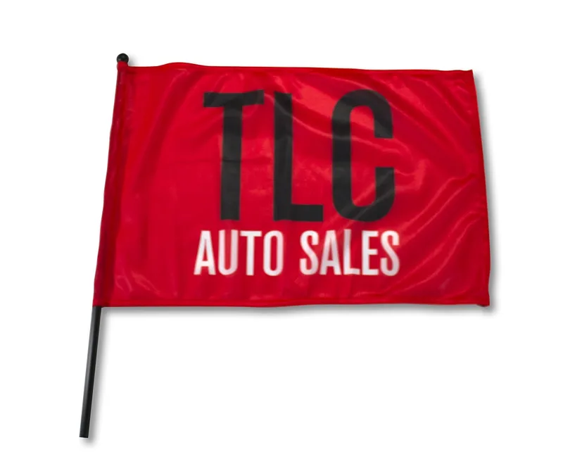 Waving Rally Flag w/ 20"-21.5" Pole 110 Polyester (21.5"x14.5")