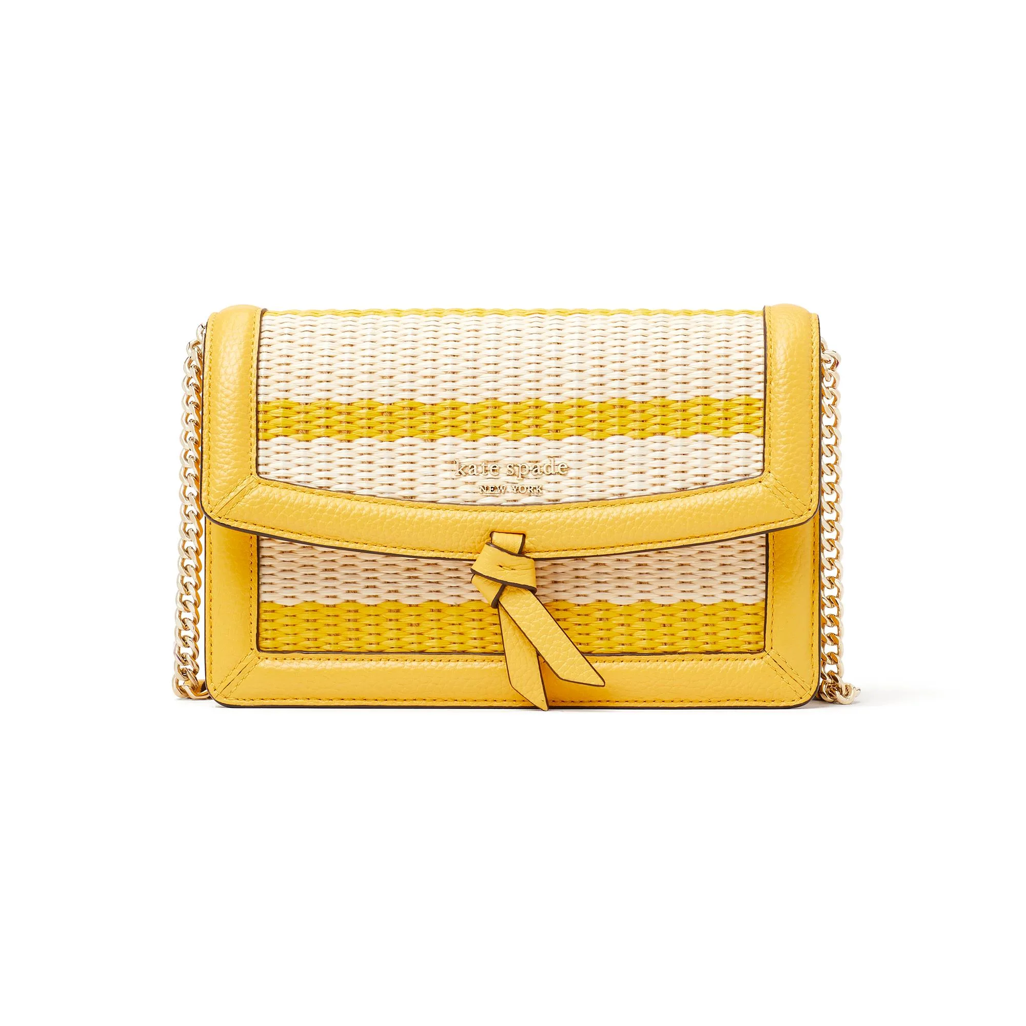 kate spade new york Knott Striped Straw Flap Crossbody - Morning Light