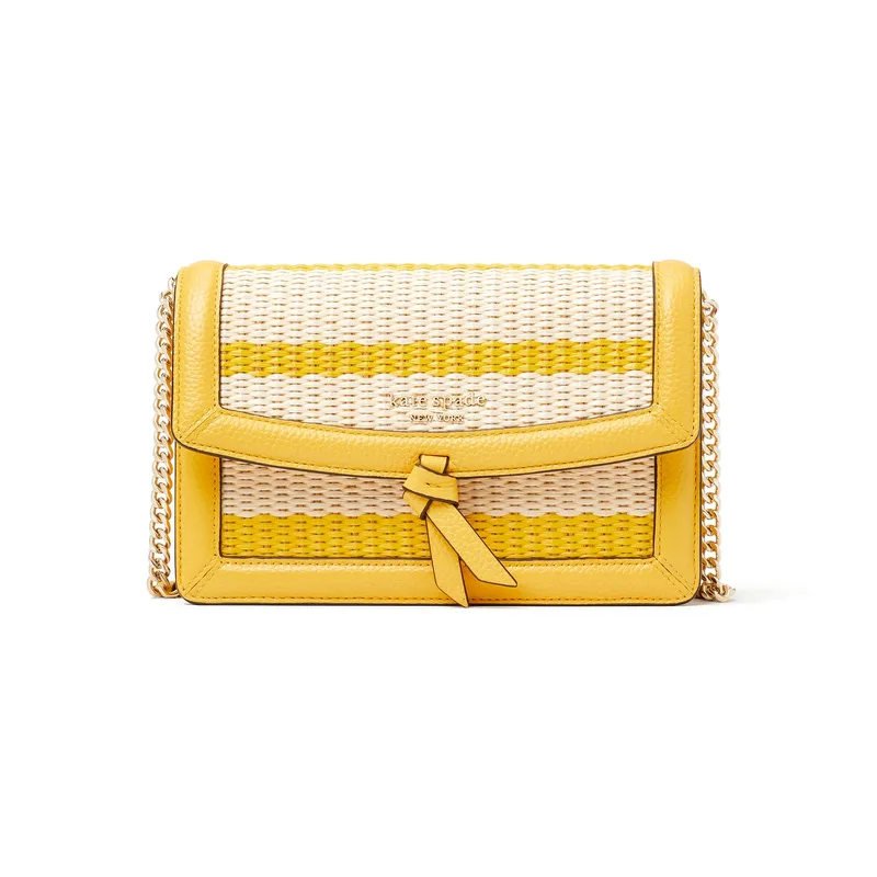 kate spade new york Knott Striped Straw Flap Crossbody - Morning Light