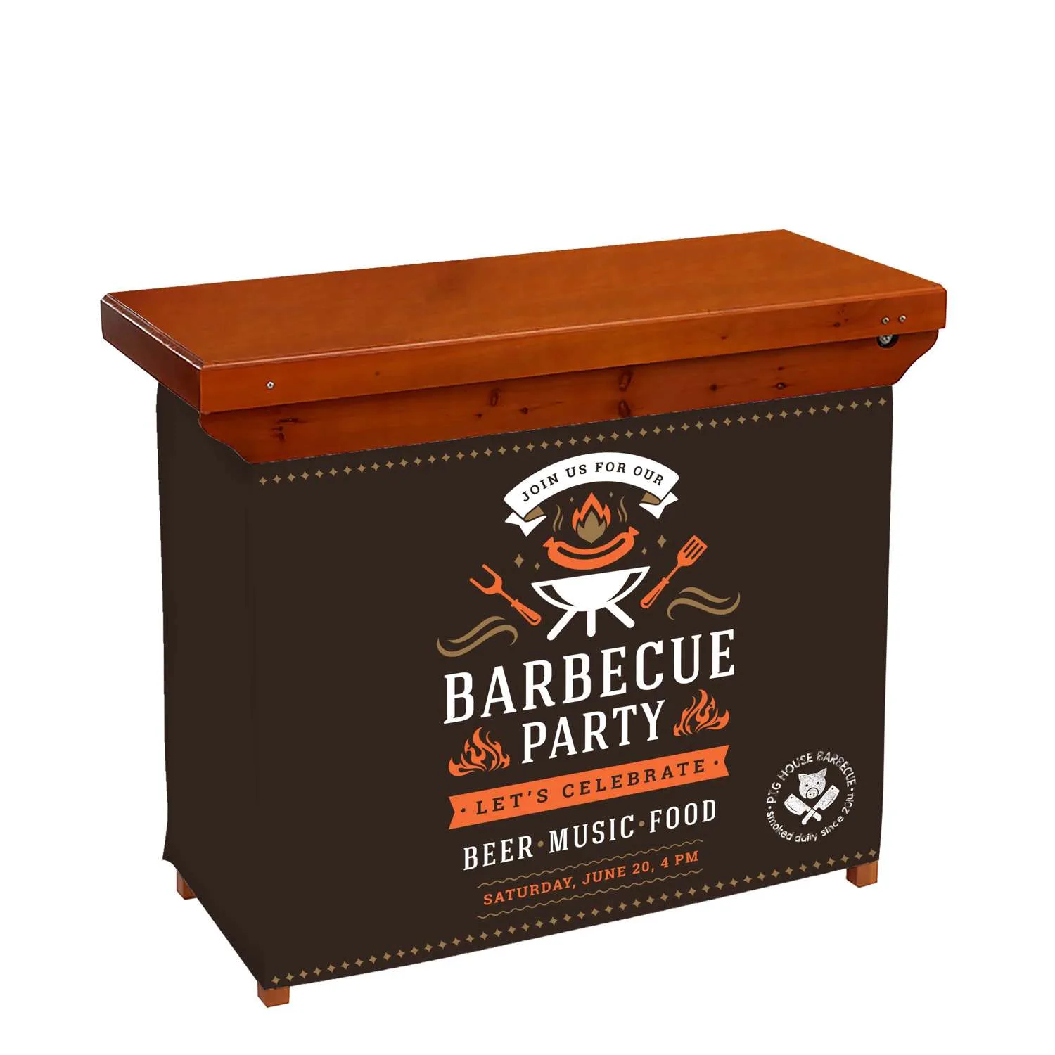 Portable Wood Bar with Full Bleed Wrap