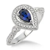 Jilco Inc Pear Diamond & Sapphire Ring - Size 6.5