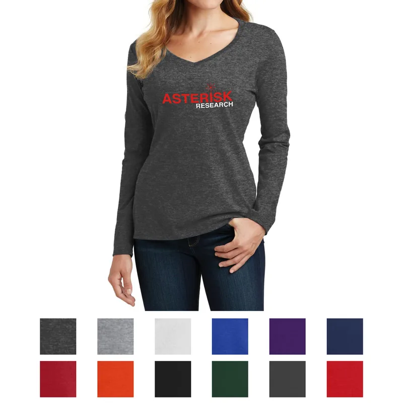 Port & Company® Ladies' Long Sleeve Fan Favorite V-neck Tee view 2