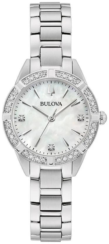 Bulova Watches Ladies' Sutton Stainless Steel Bracelet Watch, White Mop Dial
