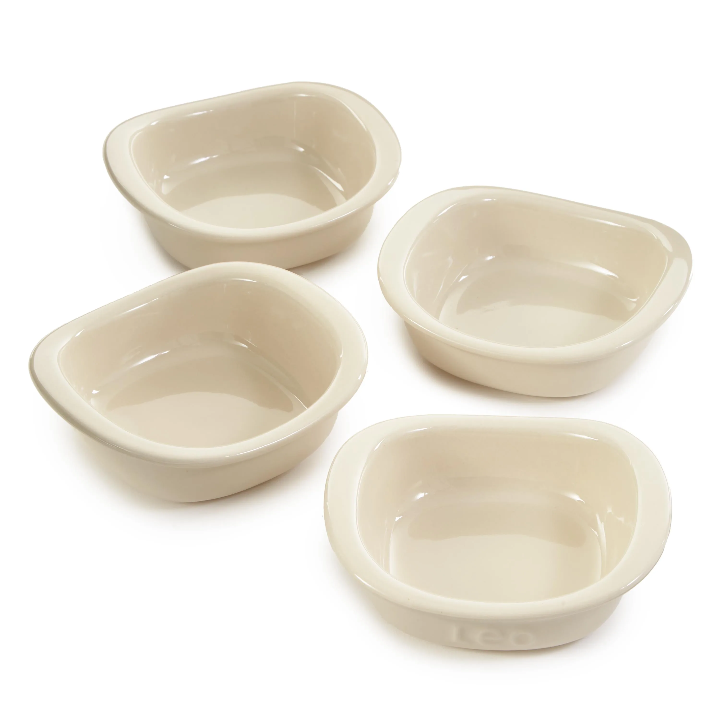 BergHoff Leo Balance Stonware E 4Pc Ramekin Crème Brulé Set 4.25", 7Oz., Moonbeam
