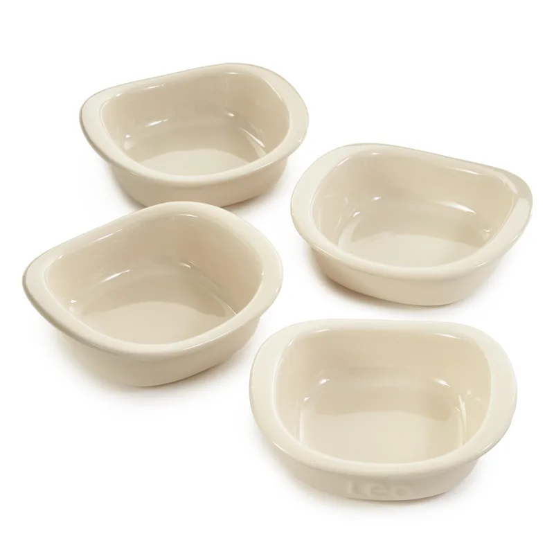 BergHoff Leo Balance Stonware E 4Pc Ramekin Crème Brulé Set 4.25", 7Oz., Moonbeam