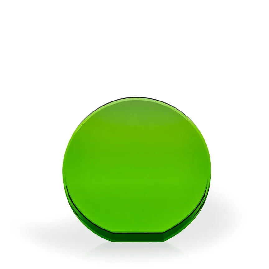 Brielle Green Crystal Beveled Circle with Flat Bottom, Large view 2