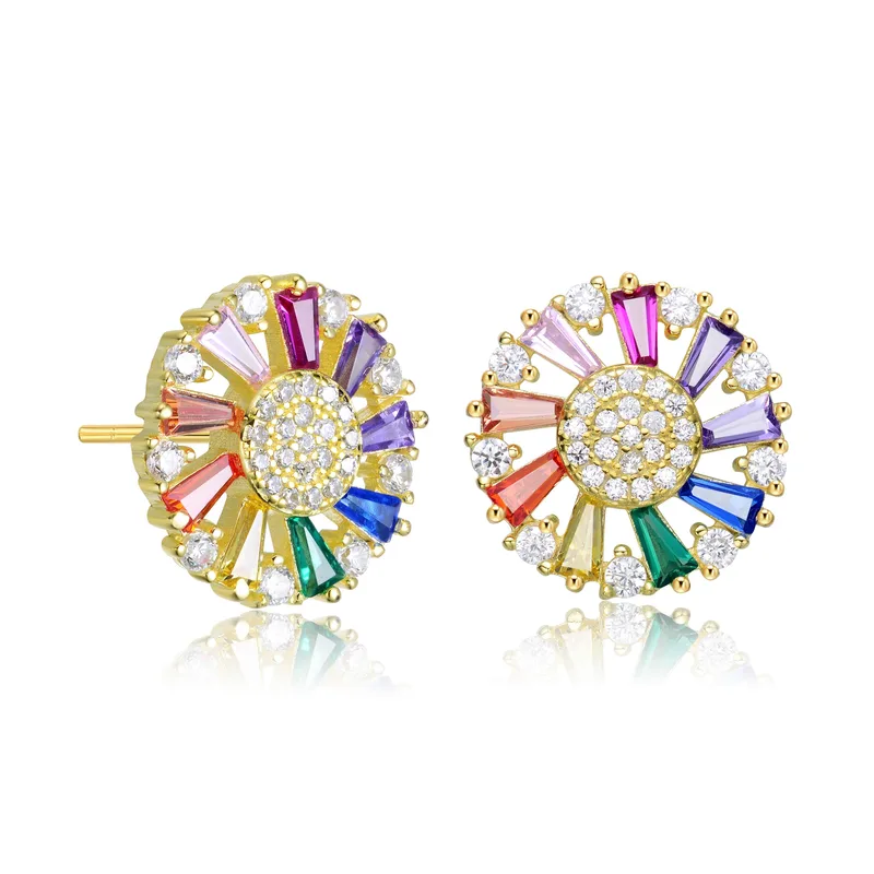 GENEVIVE Round Multi Cz Stud Earrings Size 0.55