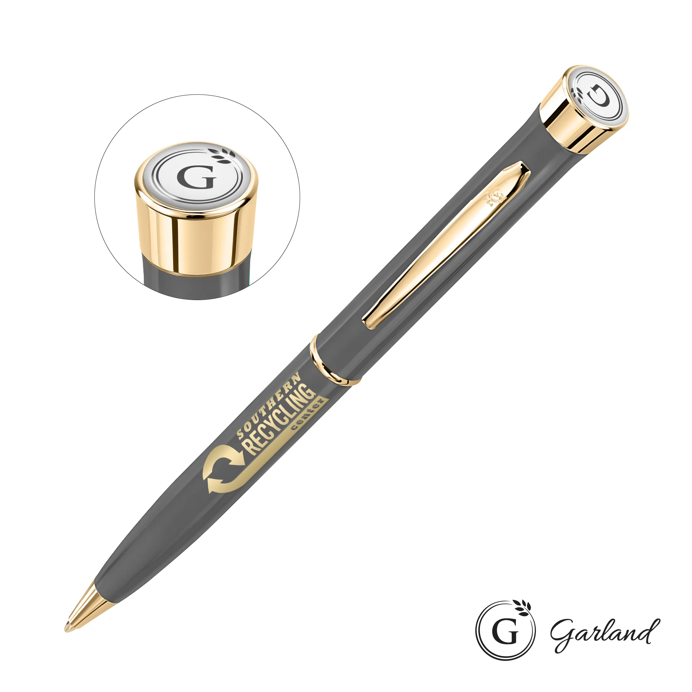 Standard, Ballpoint, Gold, Grey with Gold Band / Gold