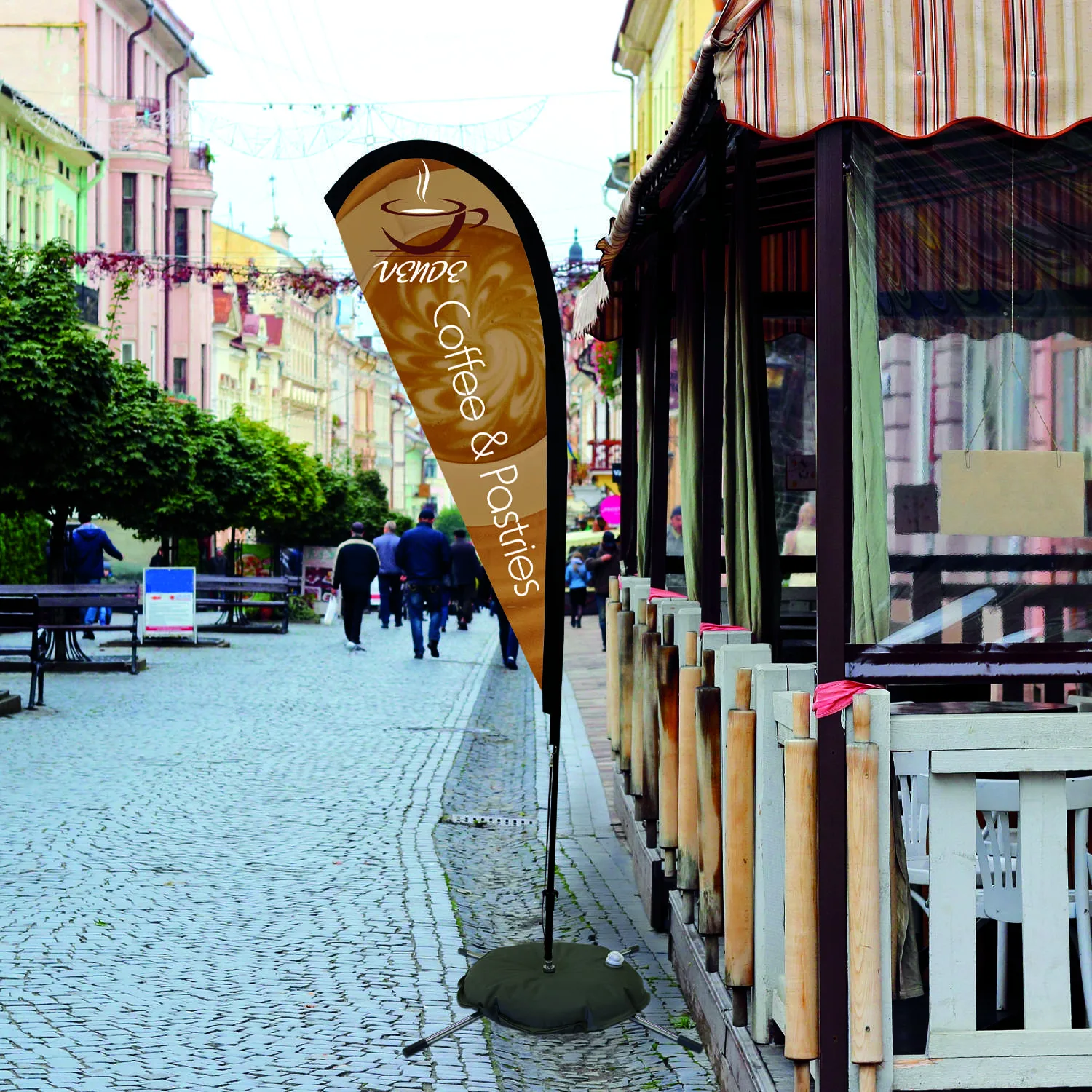 6' Premium Teardrop Sail Sign Flag, 1-Sided, Scissor Base view 7