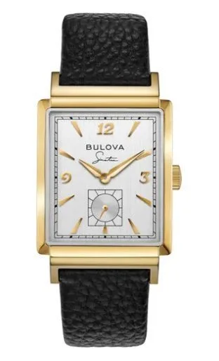 Citizen® Bulova Frank Sinatra Men's Quartz Black Leather Strap Watch w/Silver White Dial