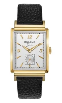 Citizen® Bulova Frank Sinatra Men's Quartz Black Leather Strap Watch w/Silver White Dial