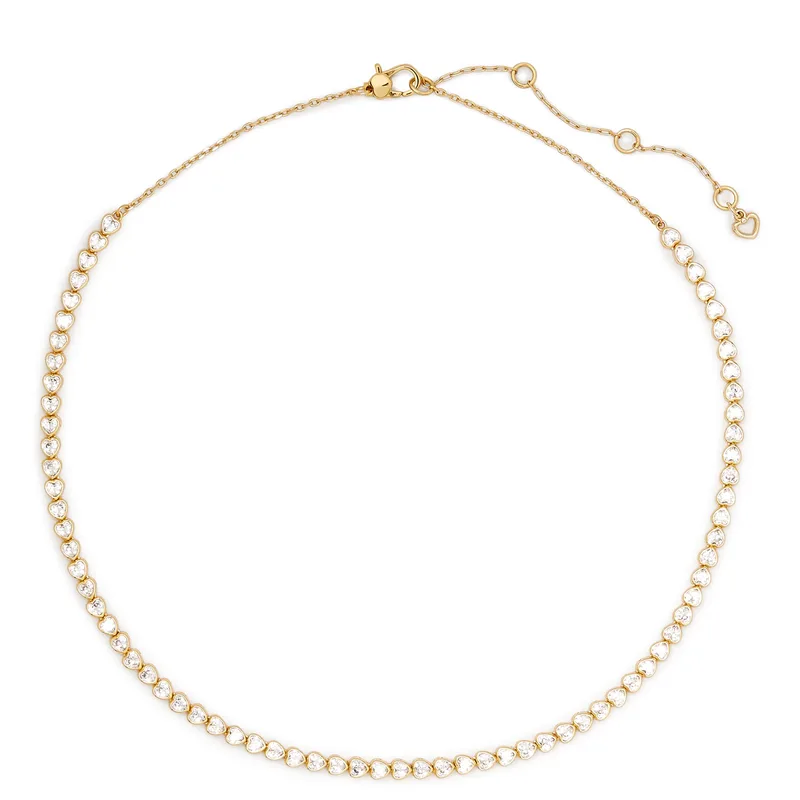 kate spade new york Sweetheart Delicate Tennis Necklace - Clear/Gold