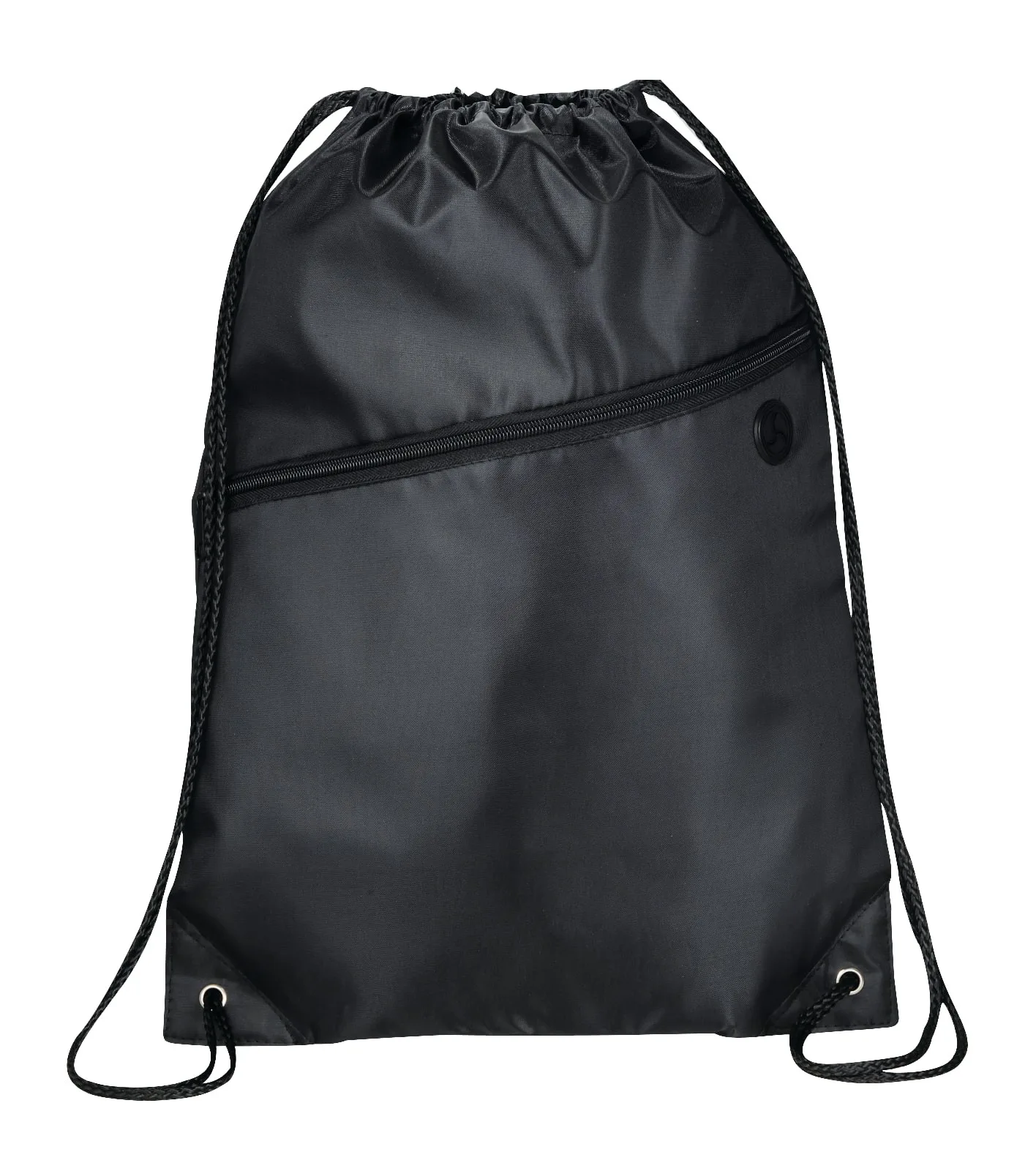 Robin Drawstring Polyester Bag with Front Zipper Pocket view 2