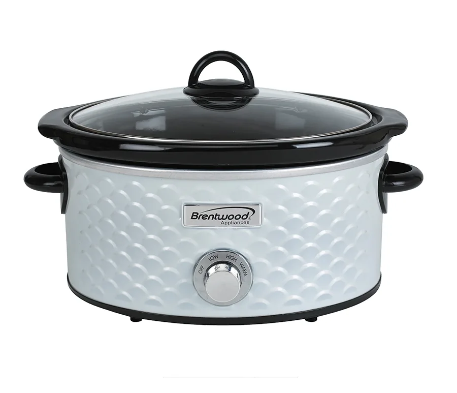 4.5 Quart White Scallop Pattern Slow Cooker