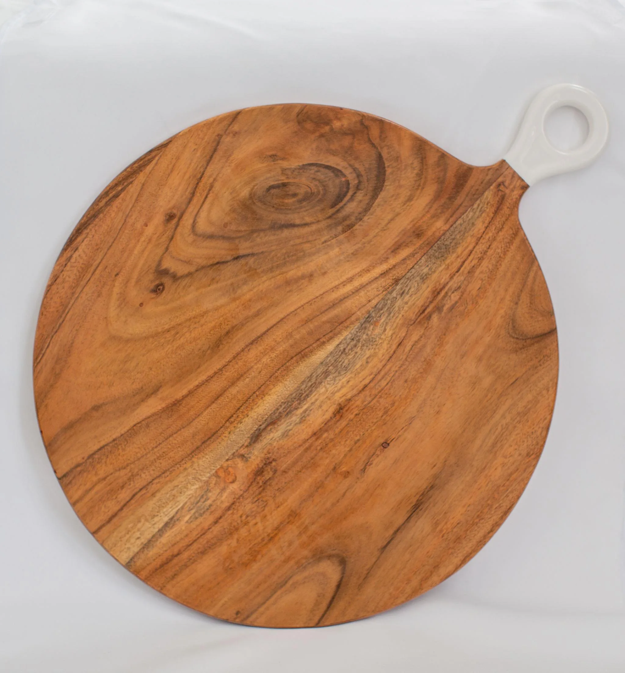 Jeanne Fitz Jeanne Fitz Wood + White Collection Acacia Wood Round Charcuterie Board, Large