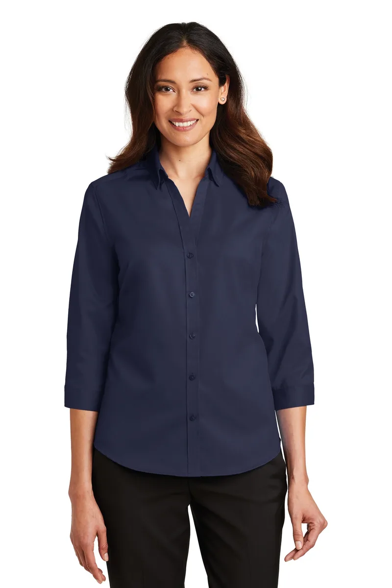 Port Authority® Women's 3/4-Sleeve SuperPro™ Twill Shirt. view 3
