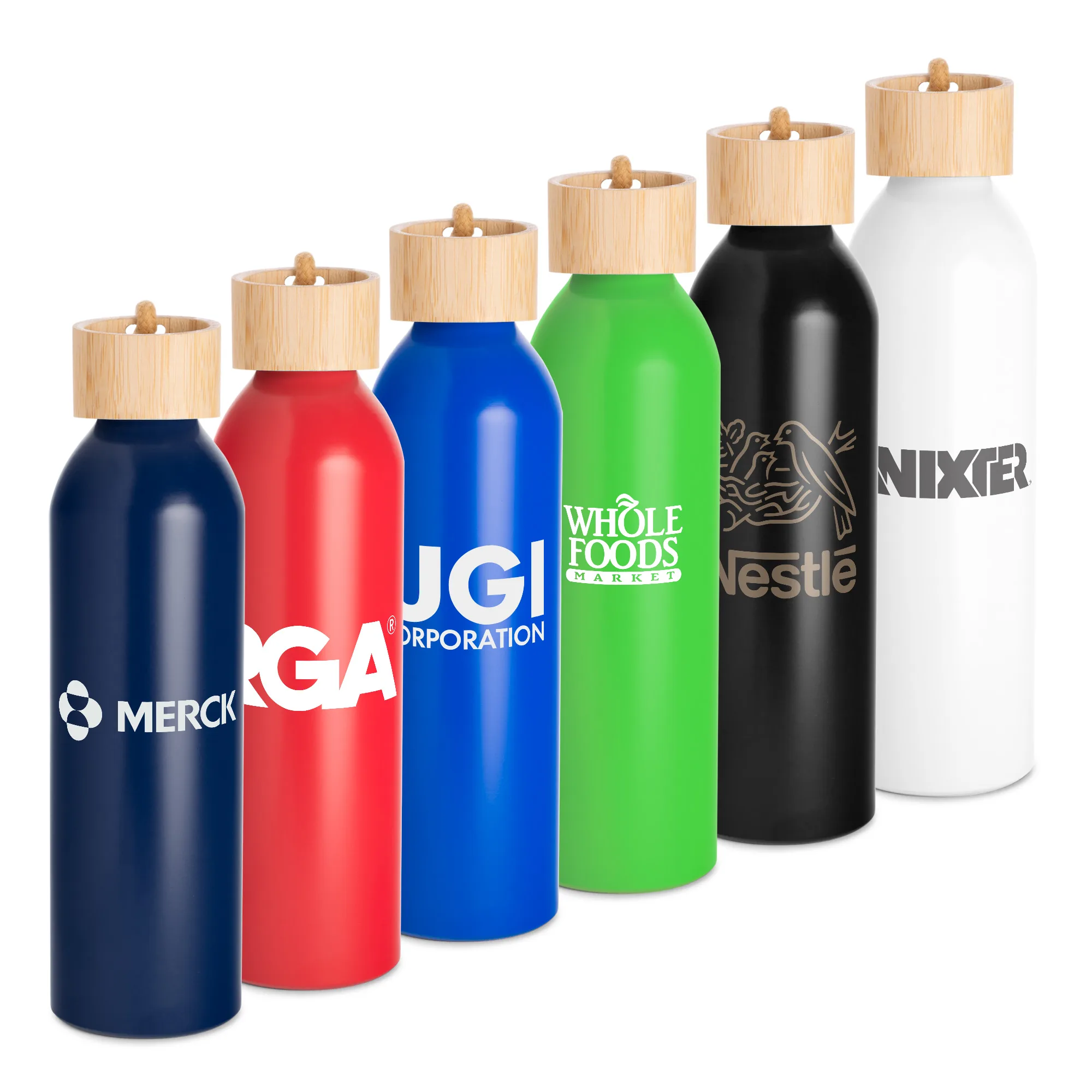 22 Oz. Meriden Aluminum Bottle w/Bamboo Lid & Cotton String Loop