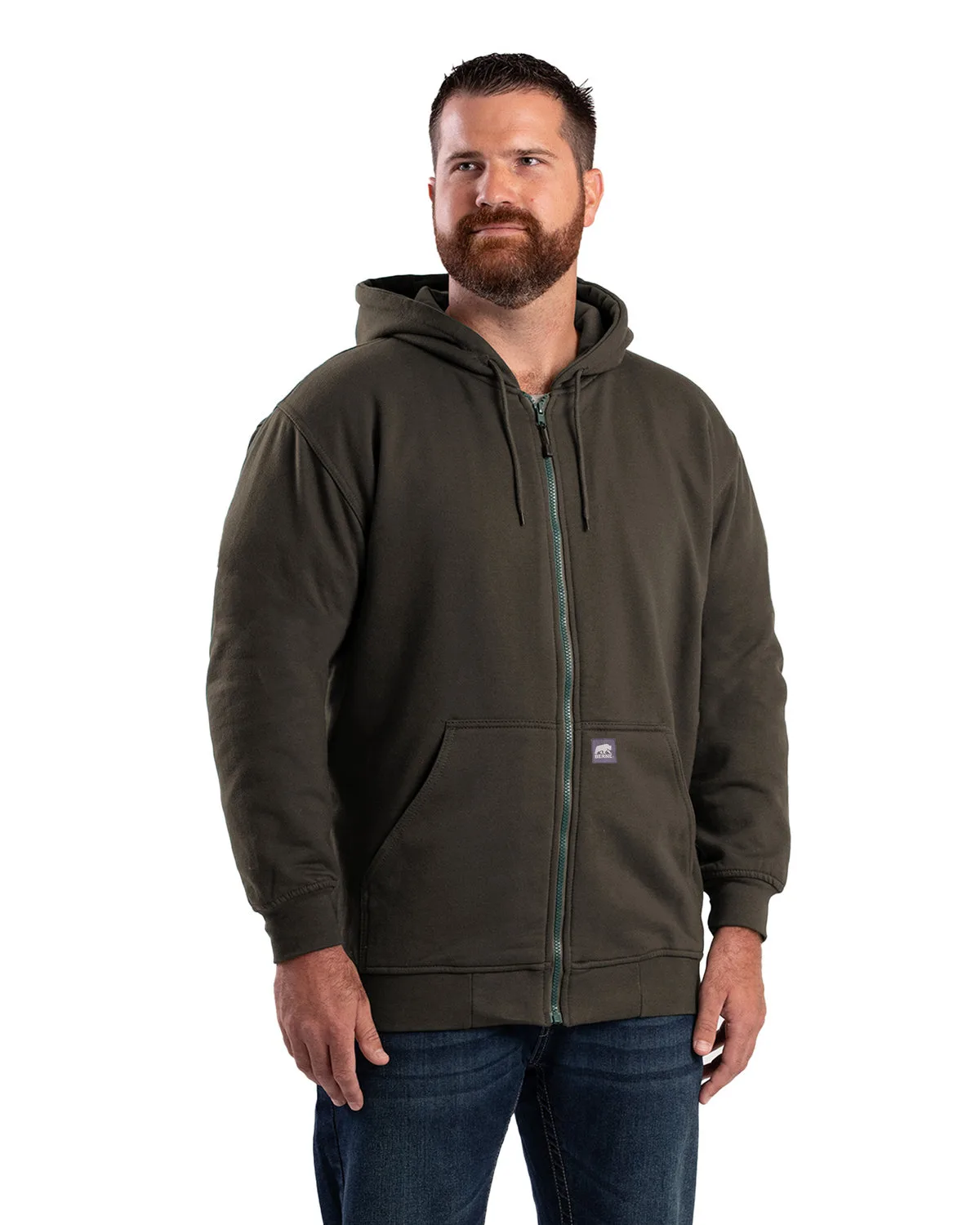 Berne Apparel Men's Tall Heritage Thermal-Lined Full-Zip Hooded Sweatshirt view 4