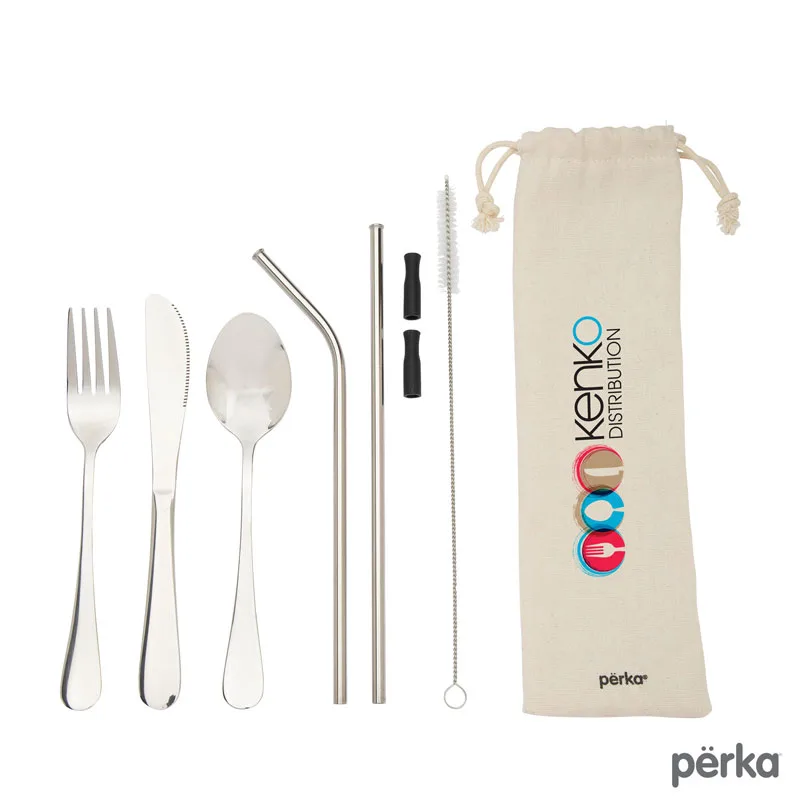 Perka Castellana 6-Piece Steel Straw & Utensil Set view 2