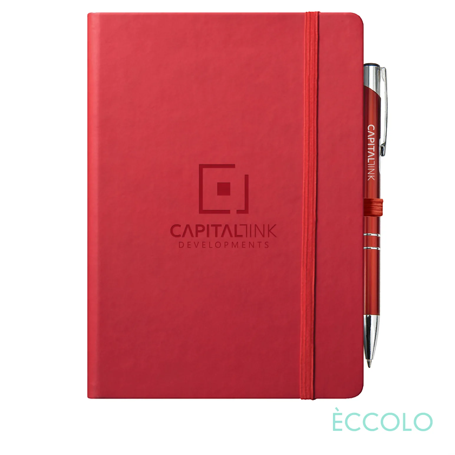 Journal & Clicker Pen, Red/Red