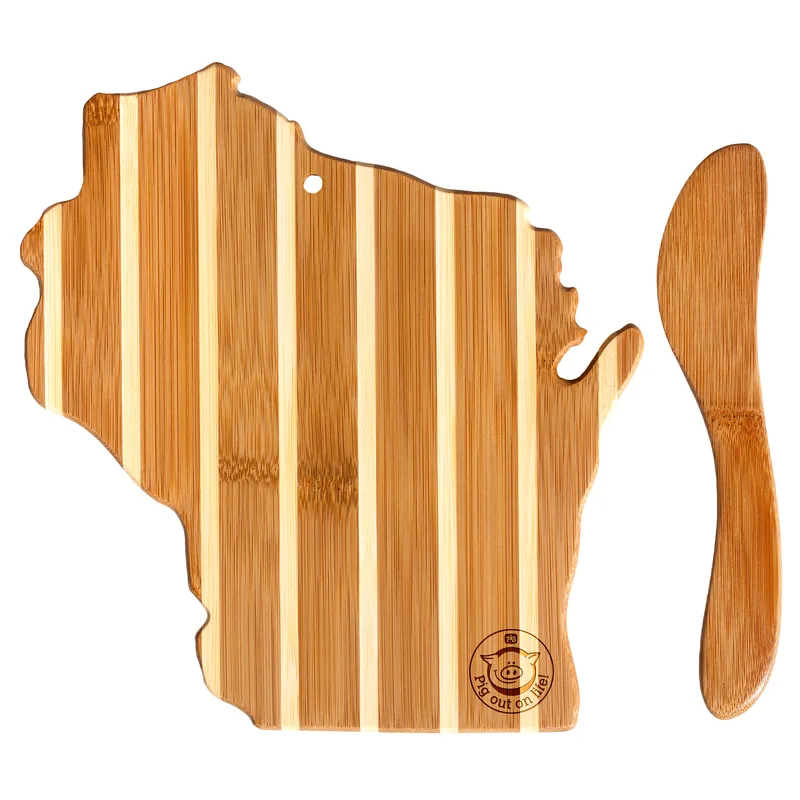 Wisconsin Charcuterie Board with Spreader Knife Gift Set
