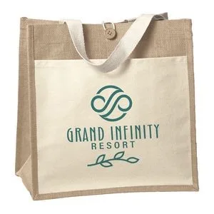 Izzy™ - Jute Tote - Screen Print (14" x 8" x 14") view 2