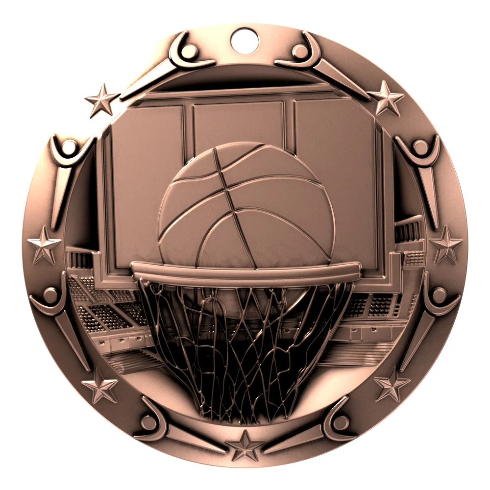 Antique Basketball World Class Medallion (3") view 5