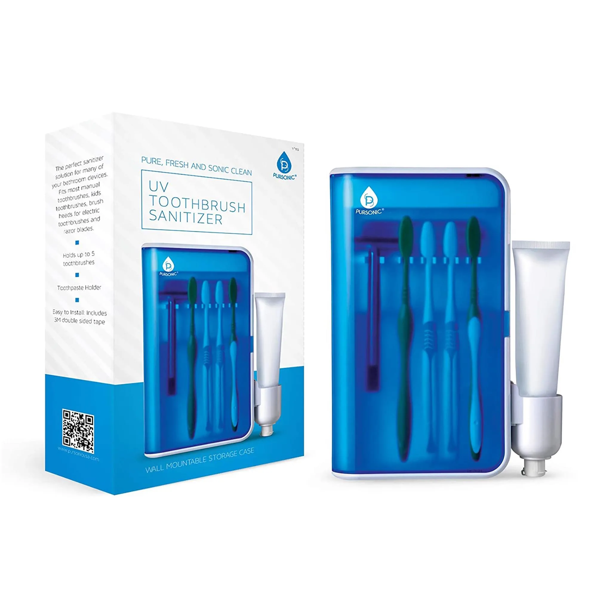 Pursonic Wall Mountable Portable Uv Toothbrush Sanitizer