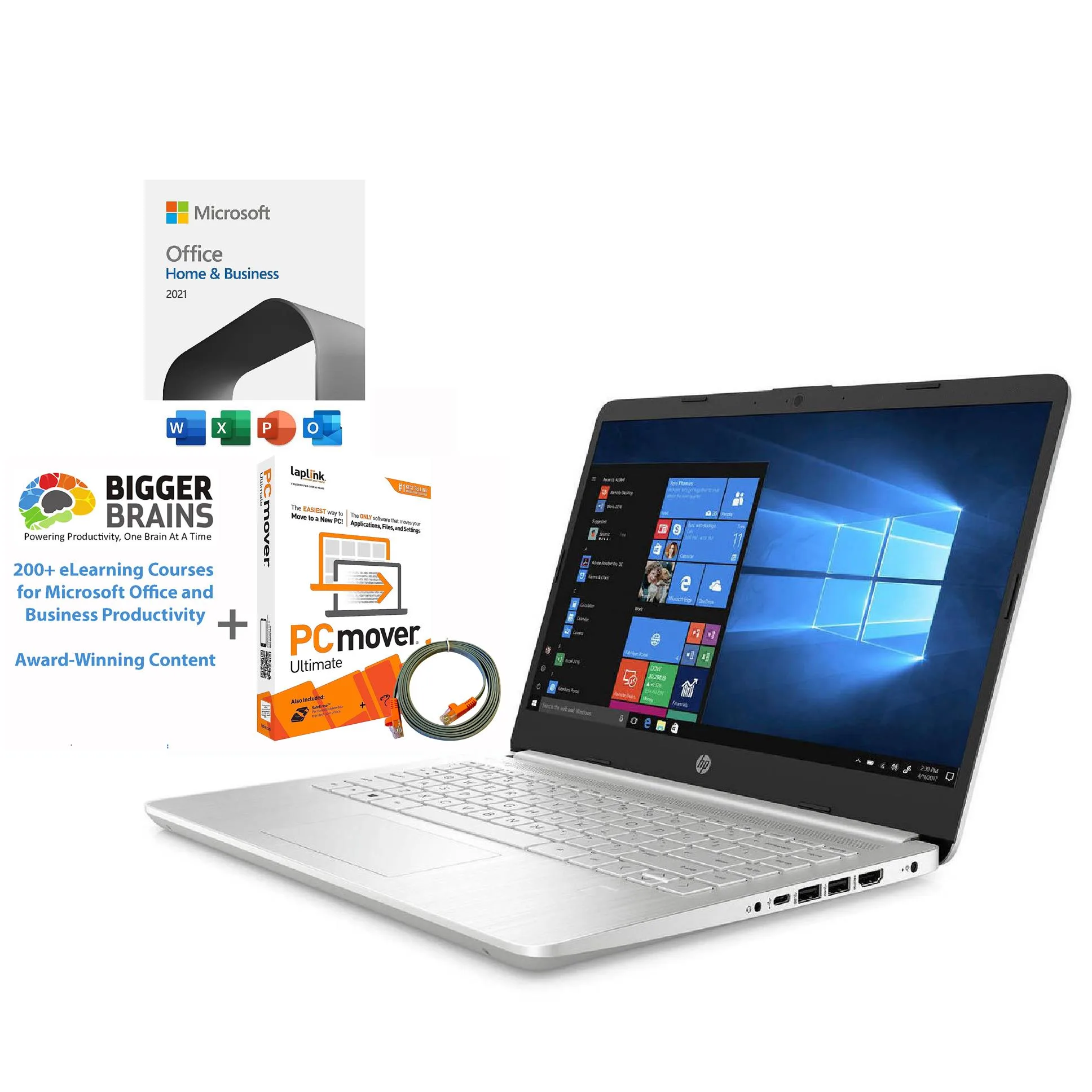Hewlett Packard 14" Intel Notebook + Microsoft Office Home & Business 2021 - Bigger Brains