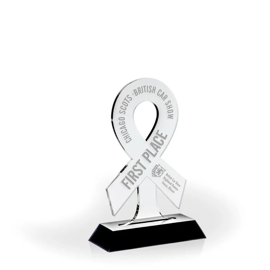 Awareness Ribbon Award with Black Wood Base - Engraved