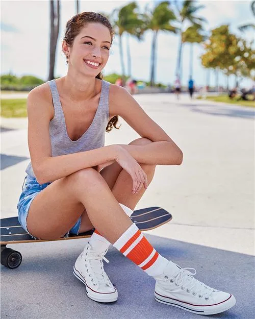 SOCCO USA-Made Striped Crew Socks view 4