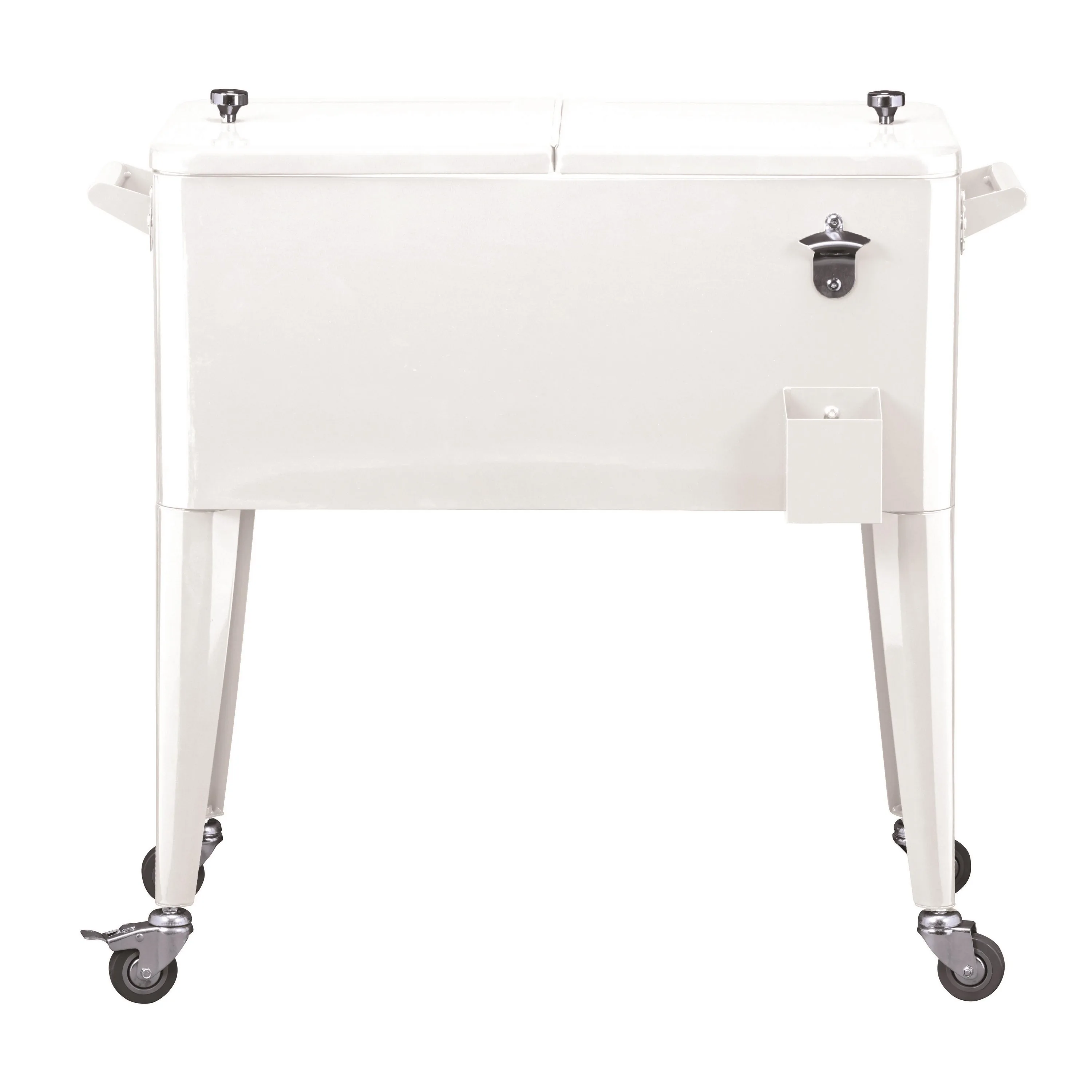 Retro Cooler Rolling 73L Rolling Vintage Cooler - White