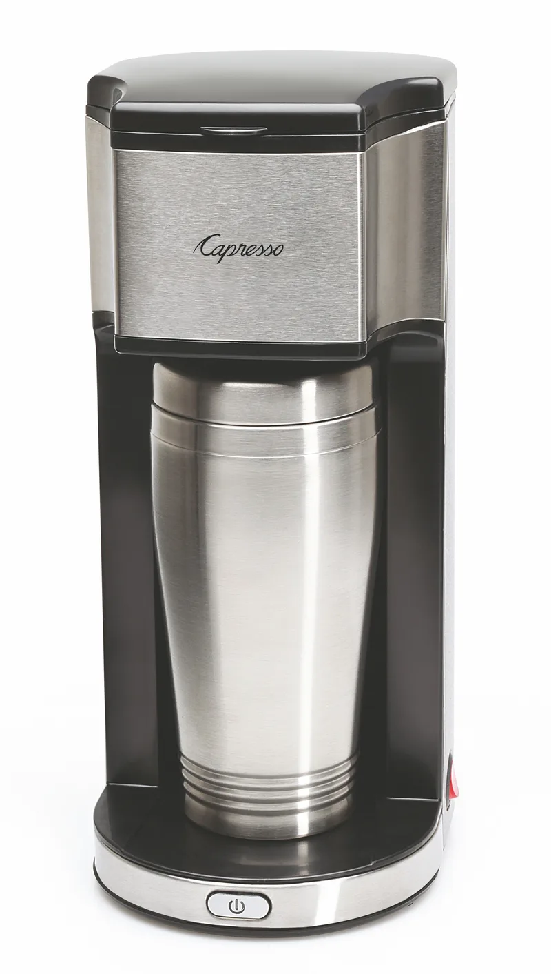 Capresso On-The-Go Personal Coffee Maker With 16 Oz. Double Insulated S/S Travel Mug