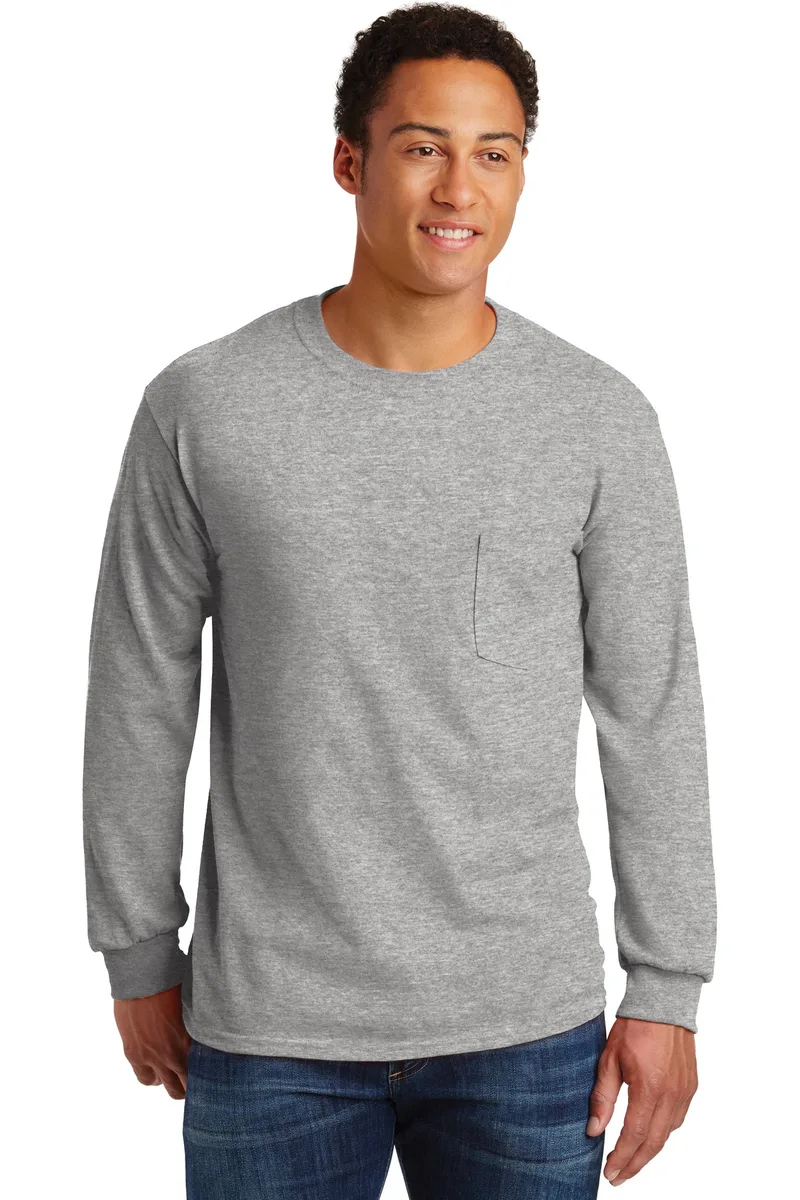 Gildan® - Ultra Cotton® 100% US Cotton Long Sleeve T-Shirt with Pocket. view 2