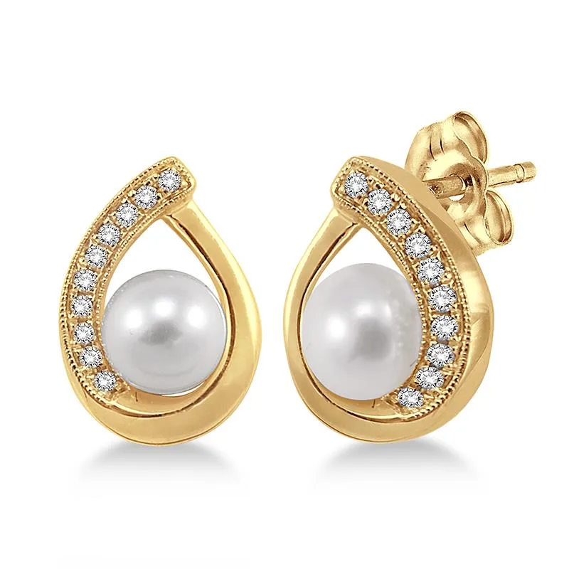 Jilco Inc Pearl & Diamond Earrings