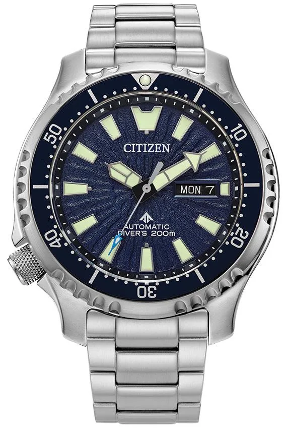 Citizen Watch Men's Promaster Dive Automatics Fugu Stainless Steel Bracelet Watch, Blue Dial