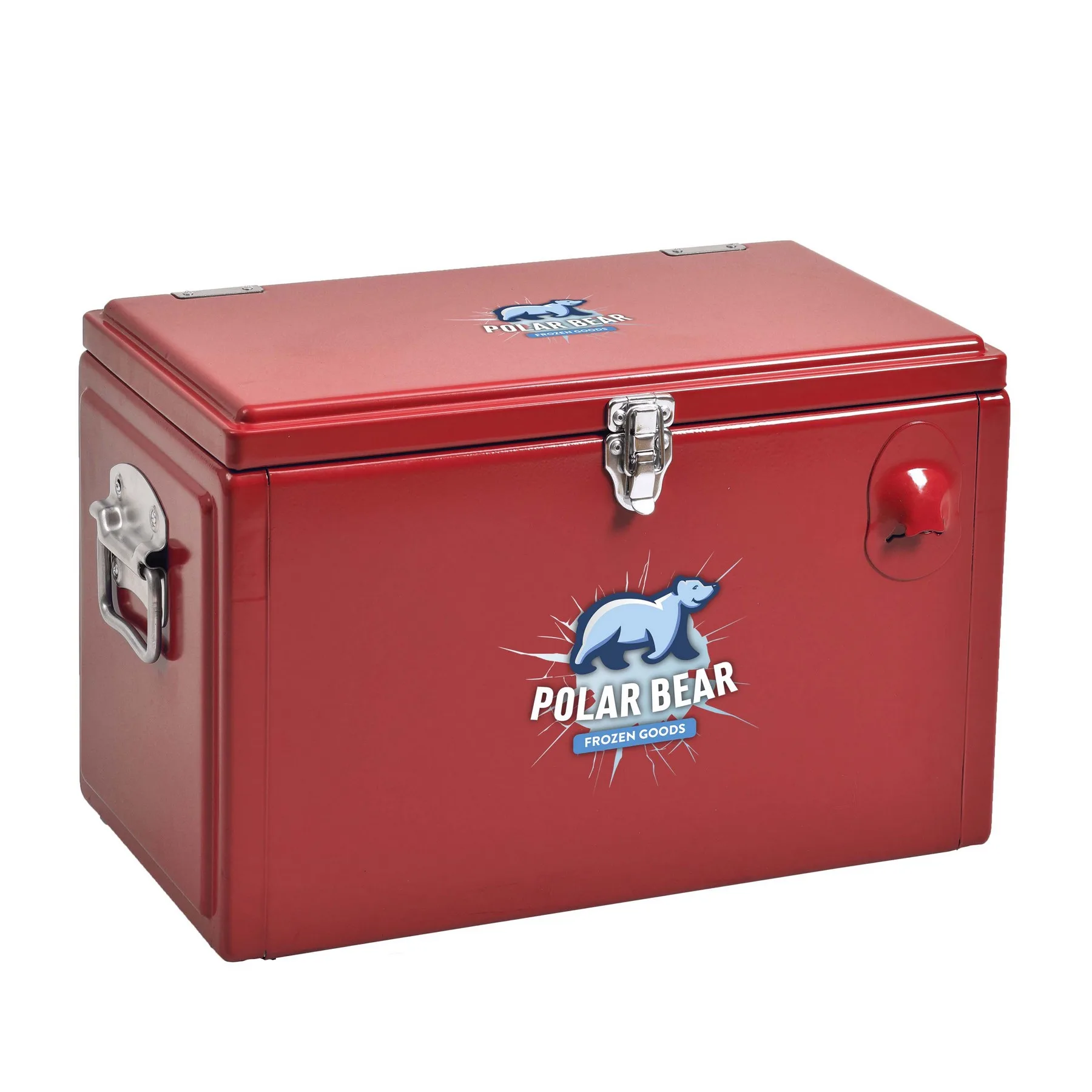 Metal Tool Box Cooler, Front & Top Imprint view 7