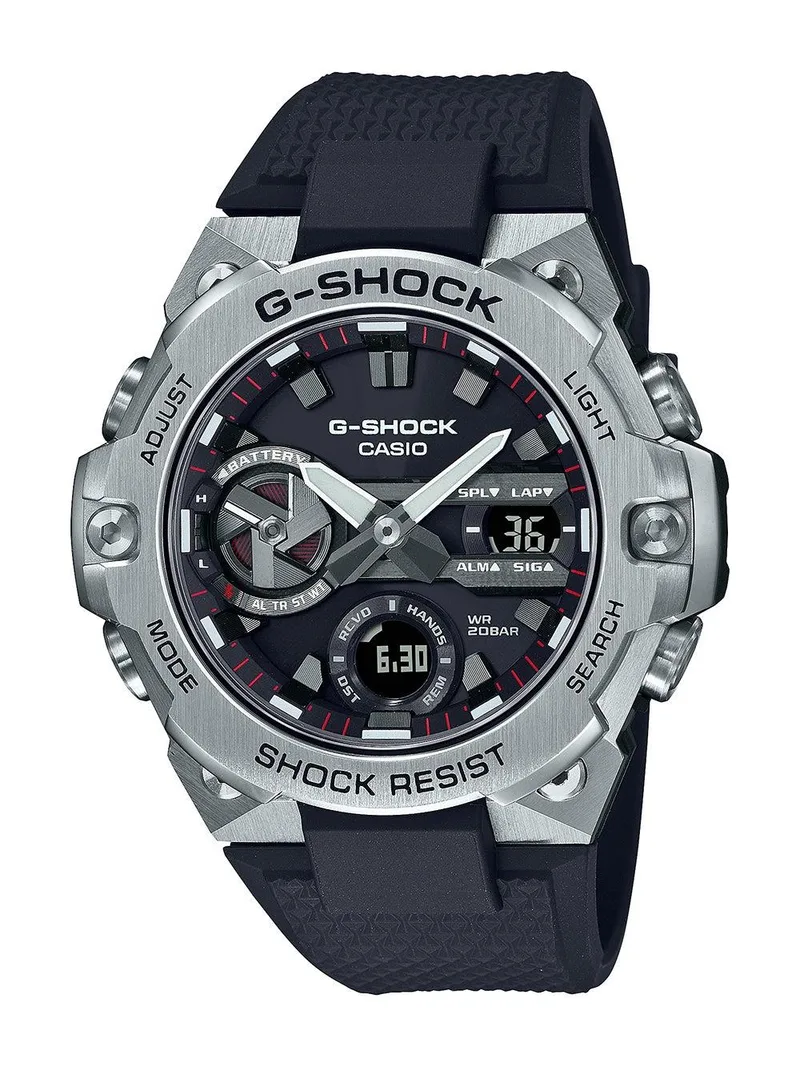 G-Shock Mens G-Steel Slim Silver & Black Ana-Digi Connected Watch Black Dial