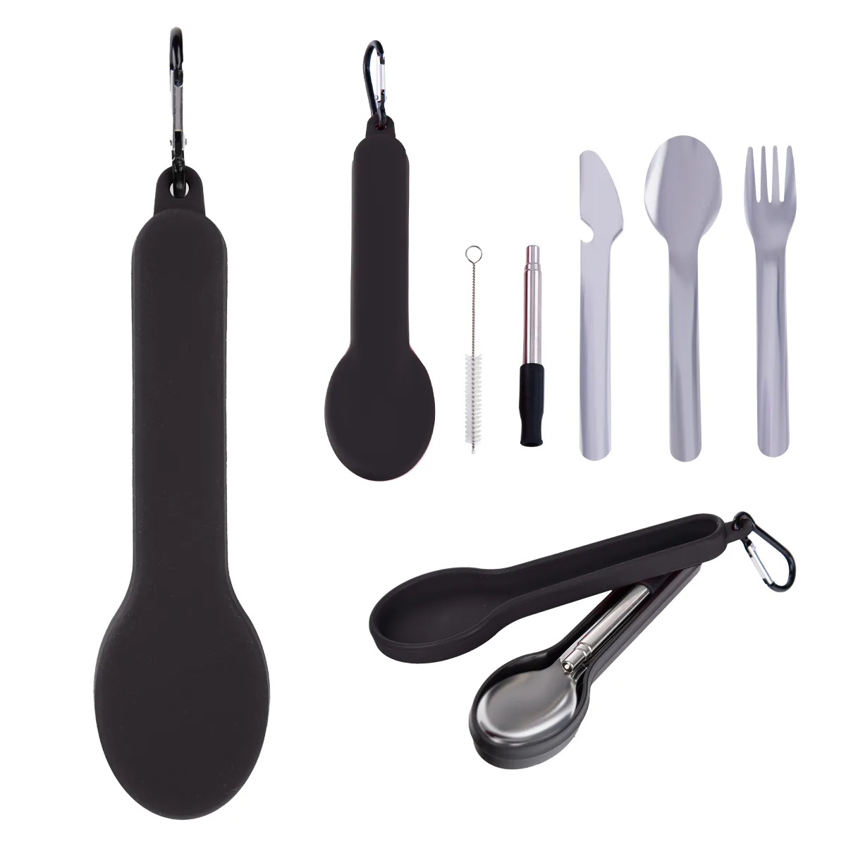 Travel Utensil Set With Silicone Holder view 3