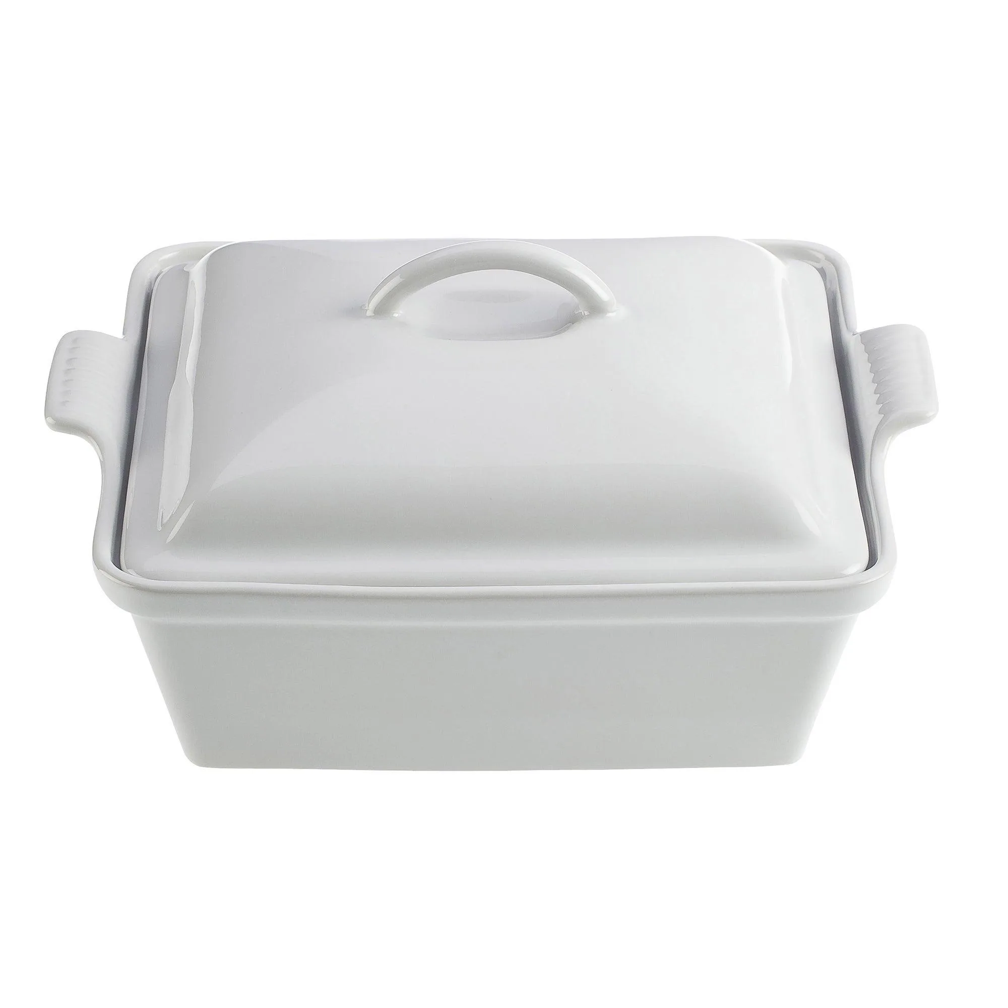 Le Creuset 2.5Qt Heritage Stoneware Covered Square Casserole White