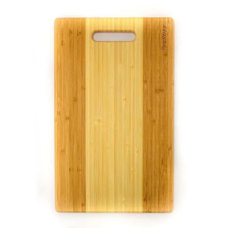 BergHoff Bamboo Rectangular Cutting Board, Two-Tone With Handle, 14.2X8.7X0.7"
