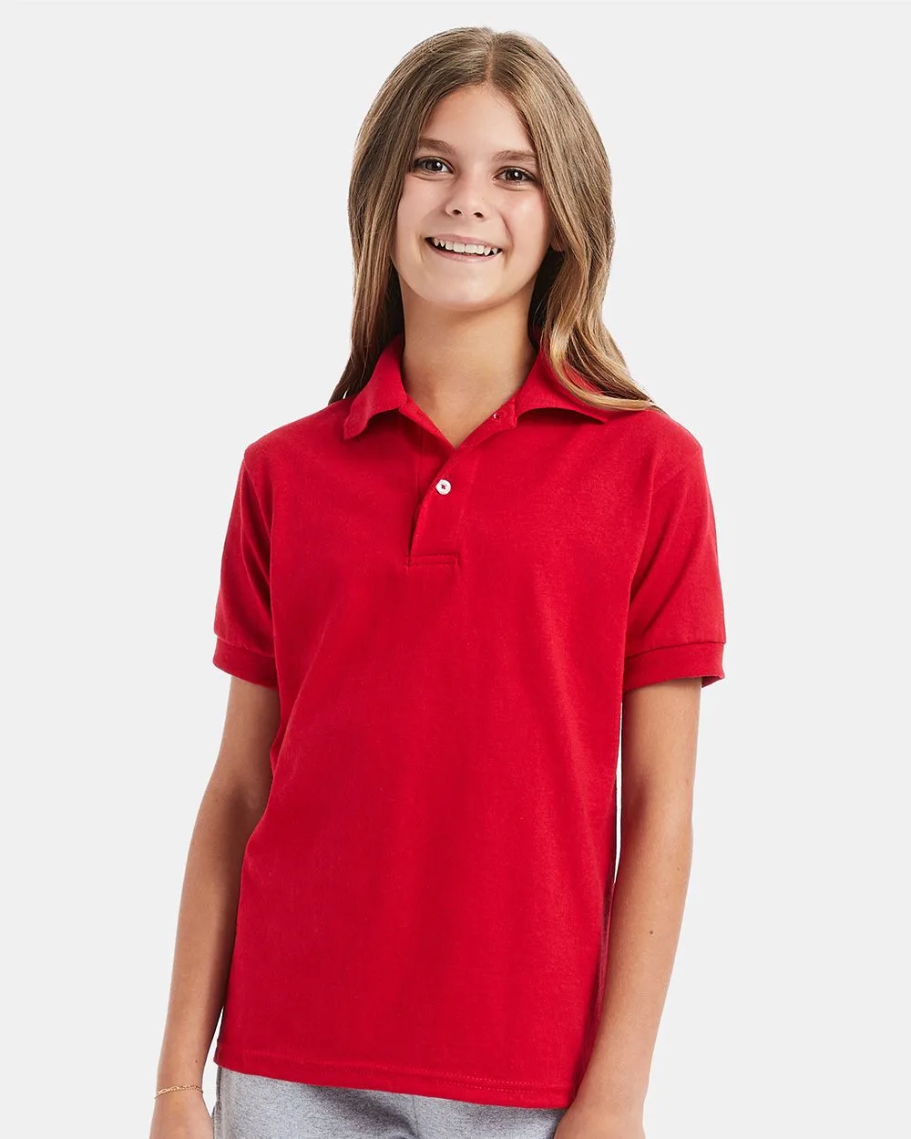 Hanes® Youth EcoSmart® Jersey Polo view 2
