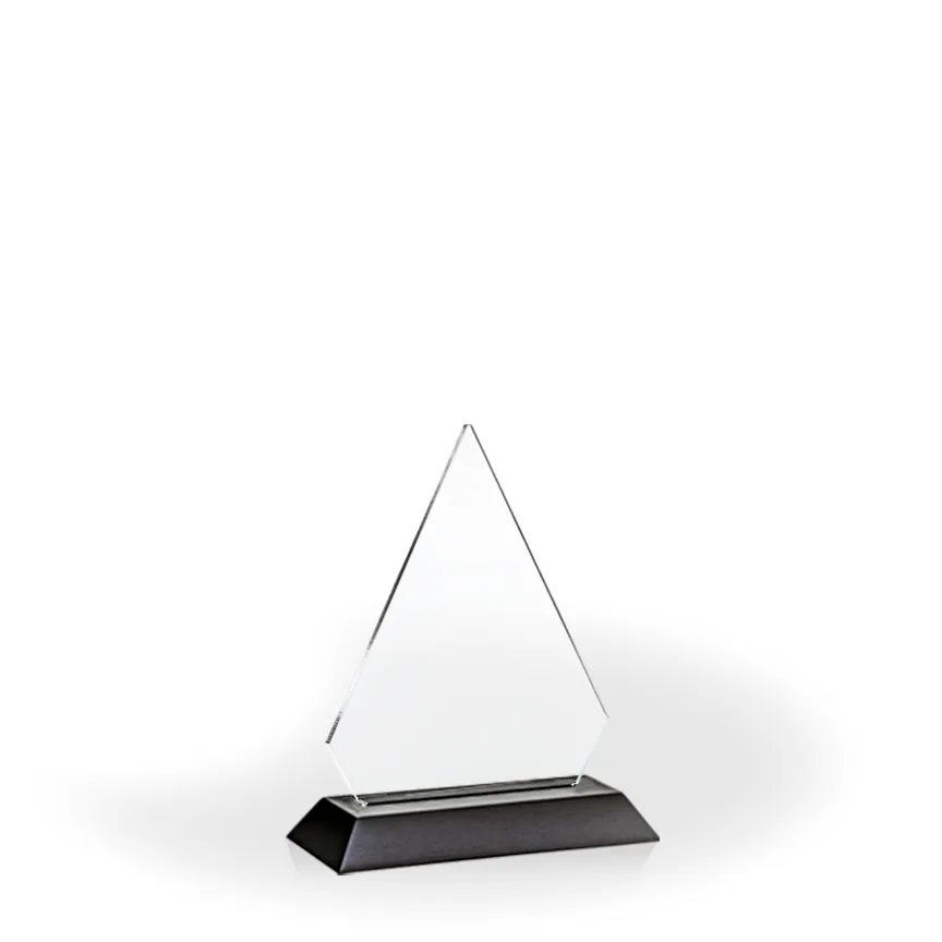 Brilliant Diamond Award with Black Wood Base, Small - Engraved view 2