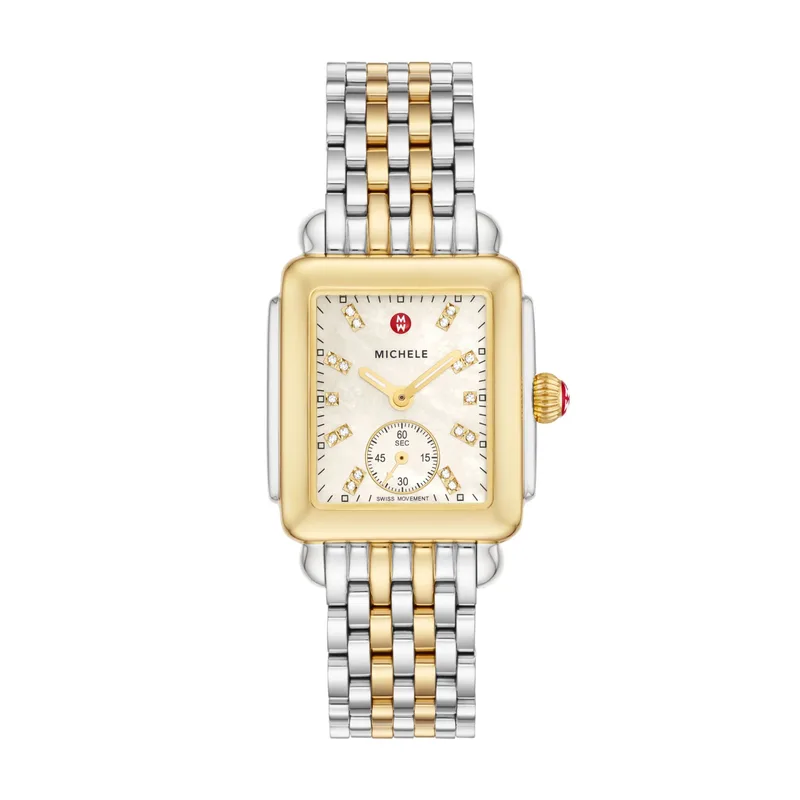 Michele Deco Mid Two-Tone 18K Gold-Plated Diamond Dial Watch