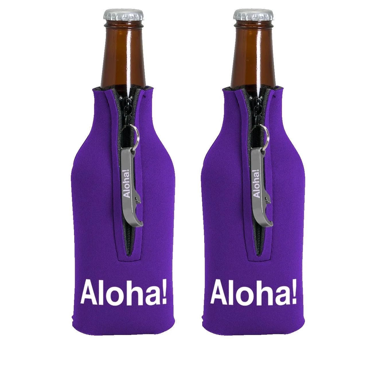 Zipper Bottle Coolie Cover w/Imprinted Bottle Opener (1 Color) view 3