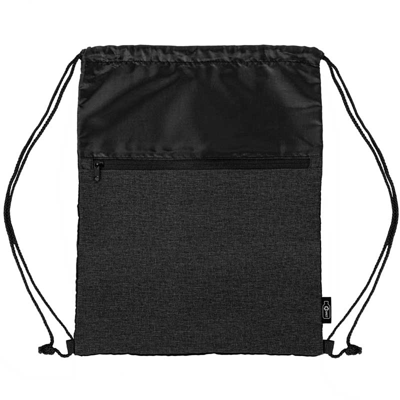 rPET Heather Draw String Bag w/Front Zipper Pocket view 4