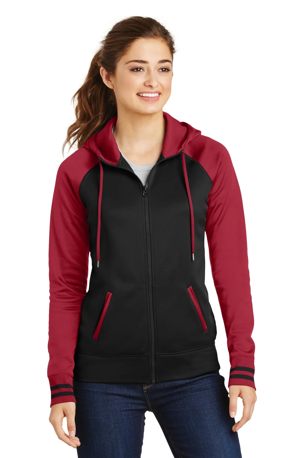Sport-Tek® Women's Sport-Wick® Varsity Fleece Full-Zip Hooded Jacket.