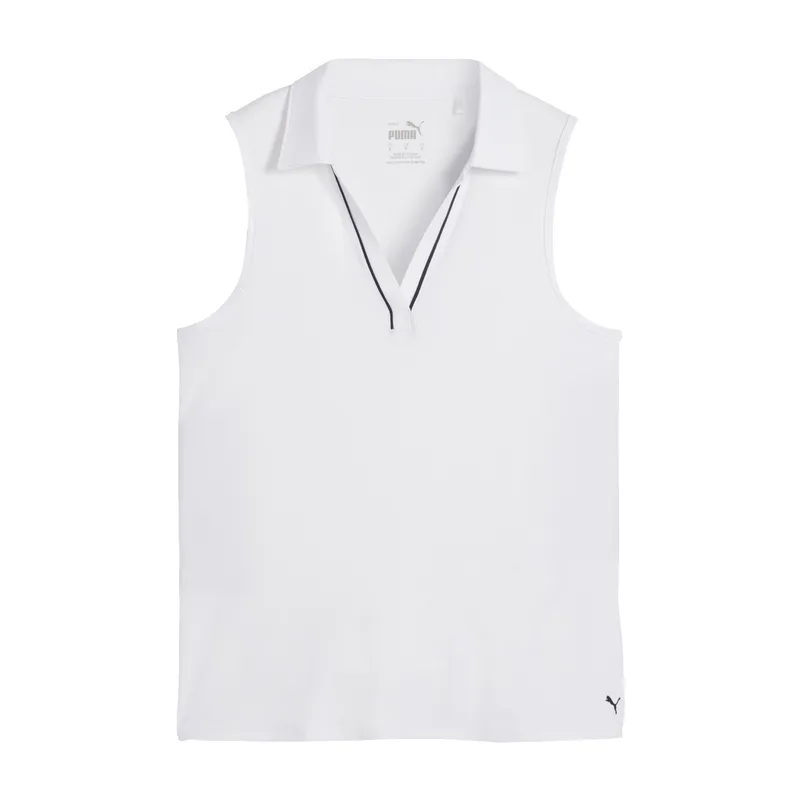 Puma Women's CLOUDSPUN Piped Golf Polo - White Glow